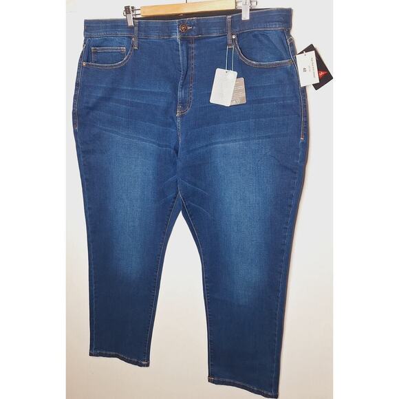 Lularoe High Rise Slim Straight Jean 42 (22-23W) Magic Waist Medium Wash Stretch - Picture 2 of 9